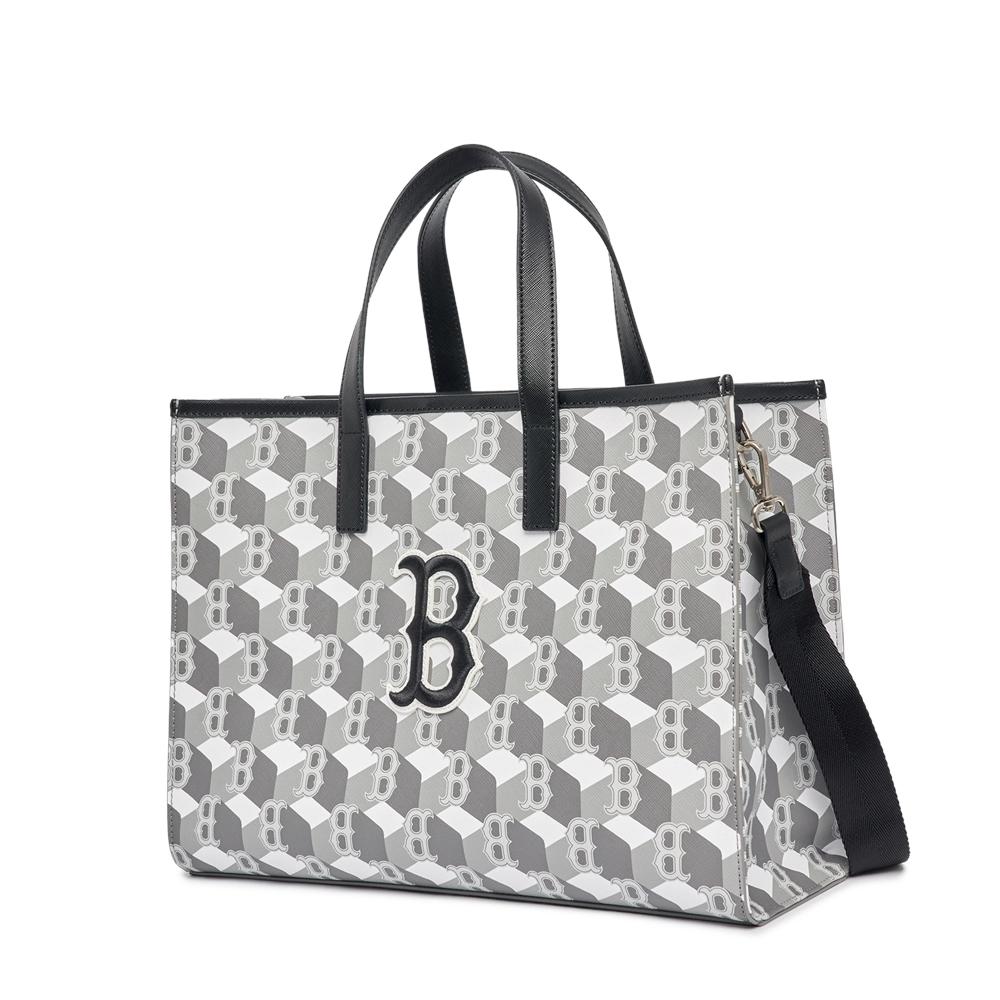 Túi MLB Cube Monogram Medium Tote Bag Boston Red Sox Xám