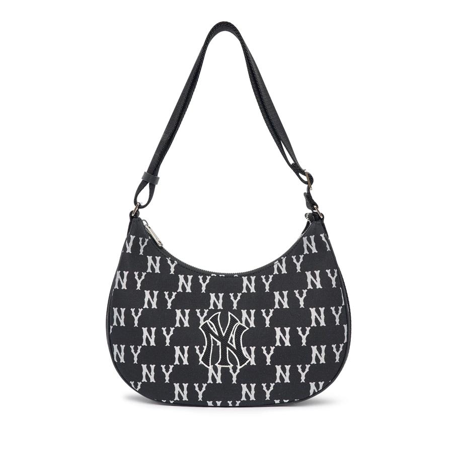 Túi MLB Classic Monogram Jacquard Large Hobo Bag New York Yankees Đen