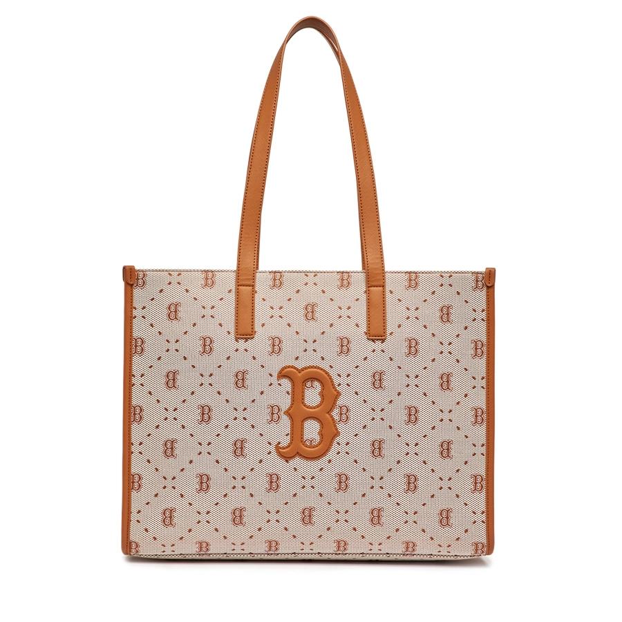 Túi MLB Big Diamond Monogram Jacquard Large Tote Bag Boston Red Sox Nâu