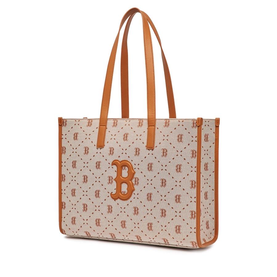 Túi MLB Big Diamond Monogram Jacquard Large Tote Bag Boston Red Sox Nâu