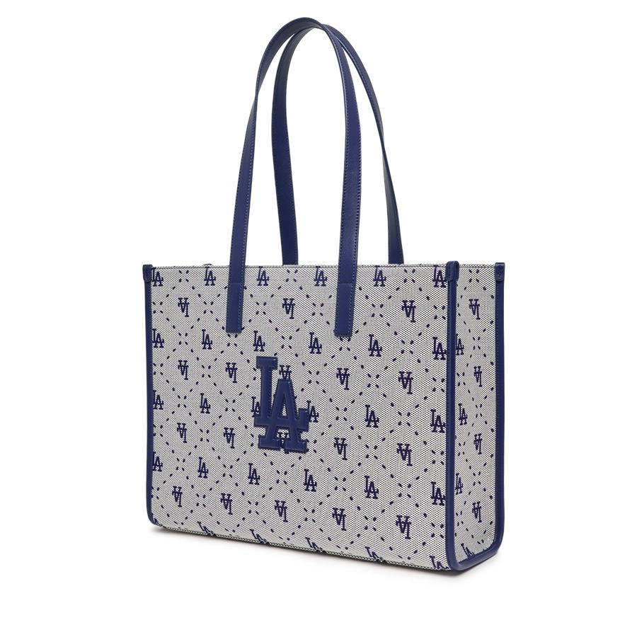 Túi MLB Big Diamond Monogram Jacquard Large Tote Bag LA Dodgers Xanh