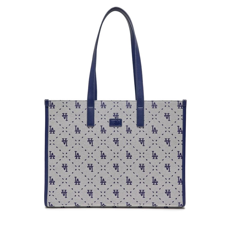 Túi MLB Big Diamond Monogram Jacquard Large Tote Bag LA Dodgers Xanh