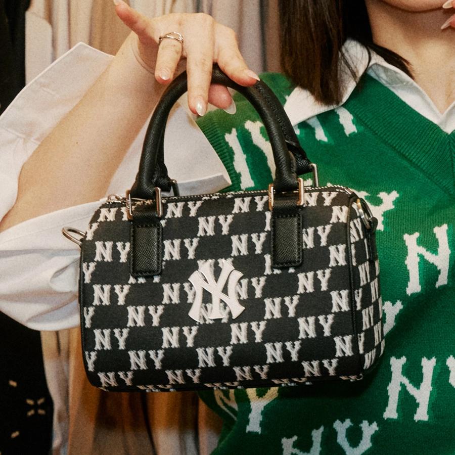 Túi MLB Classic Monogram Jacquard Boston Bag S New York Yankees Đen