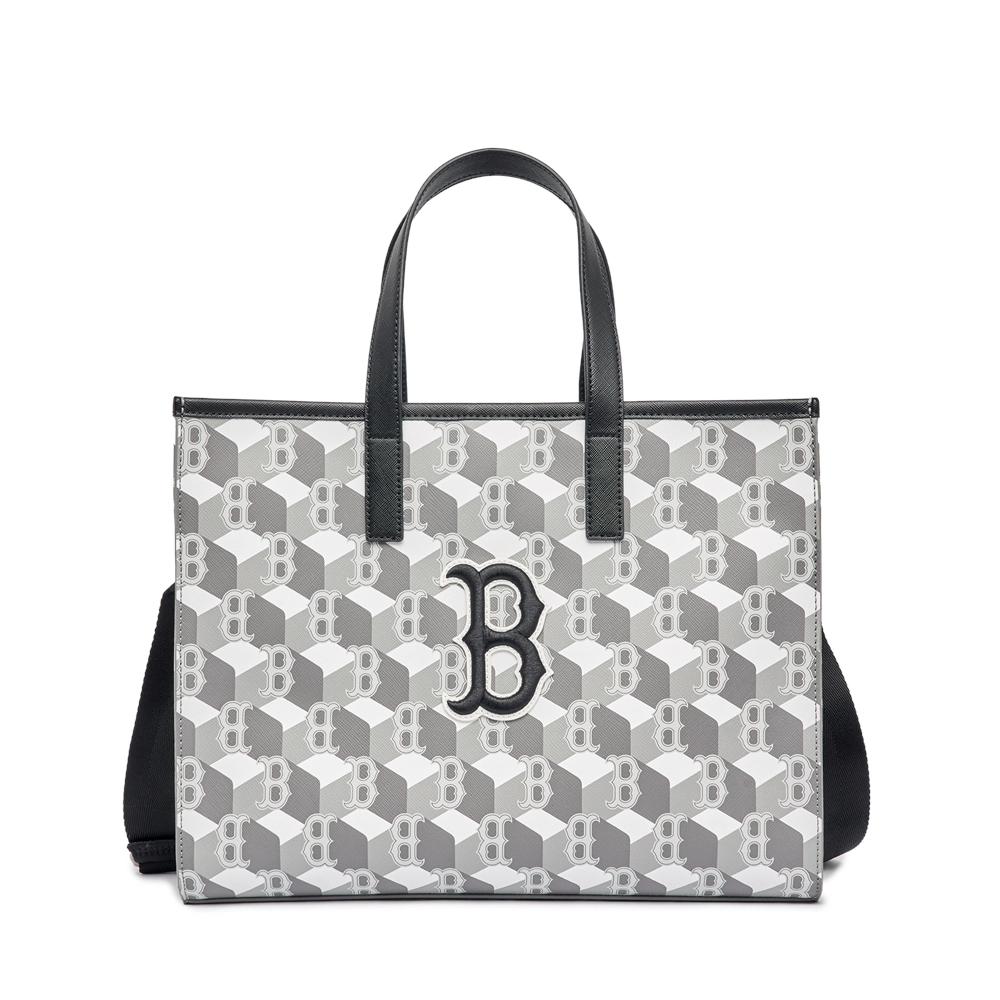 Túi MLB Cube Monogram Medium Tote Bag Boston Red Sox Xám