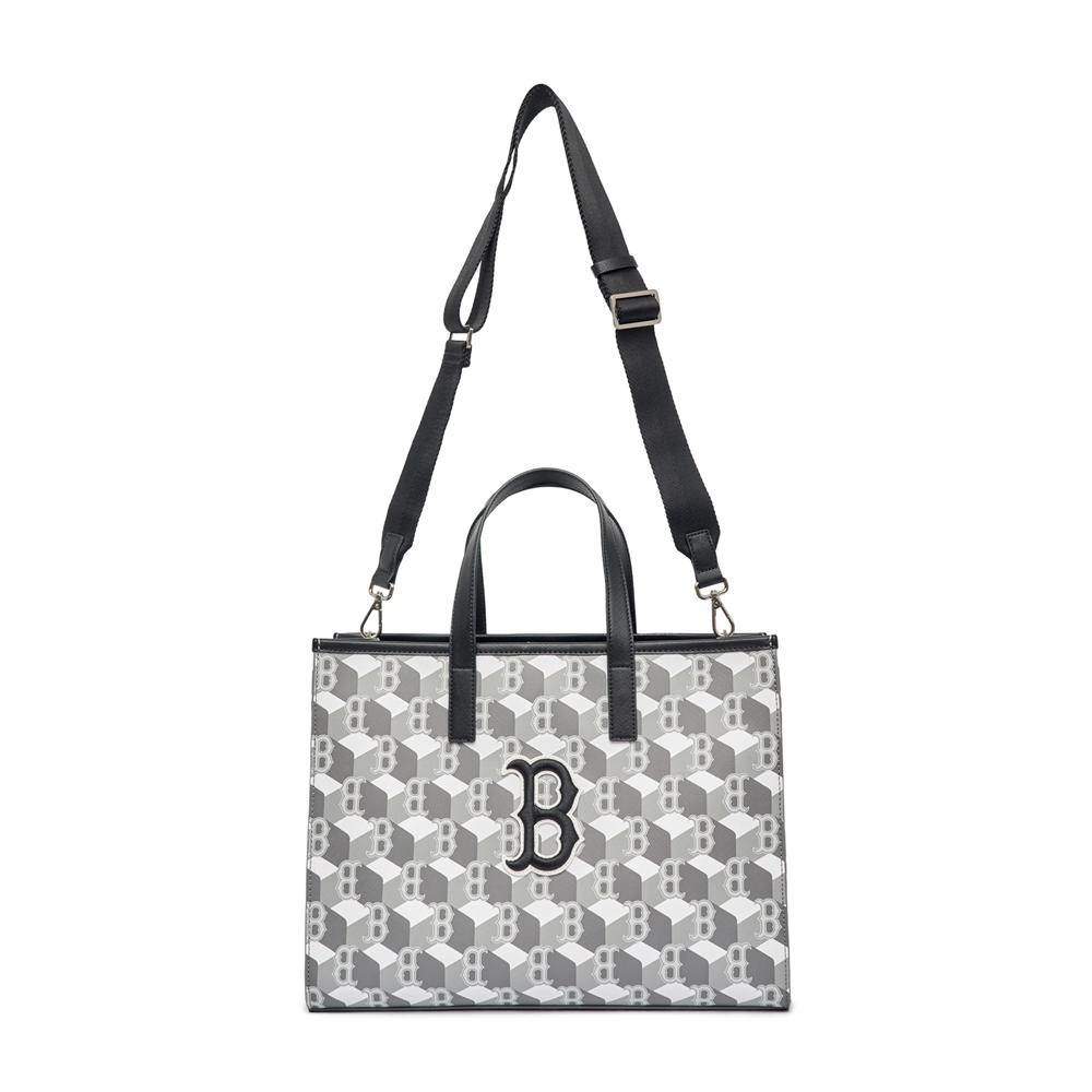 Túi MLB Cube Monogram Medium Tote Bag Boston Red Sox Xám