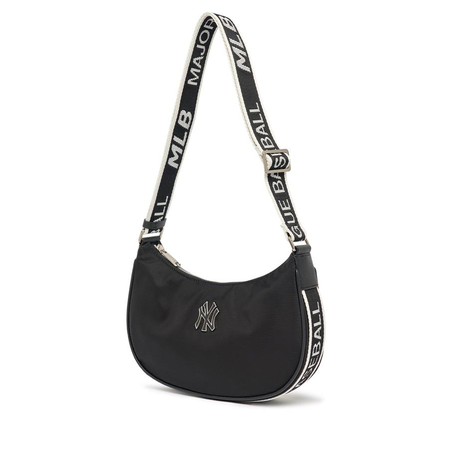 Túi MLB Basic Nylon Adjustable Hobo Bag New York Yankees Đen