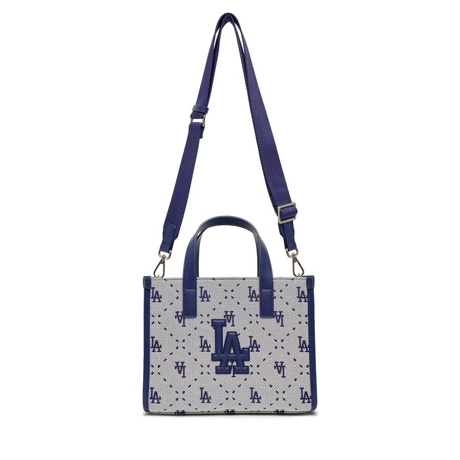 Túi MLB Big Diamond Monogram Jacquard Small Tote Bag LA Dodgers Xanh Đậm