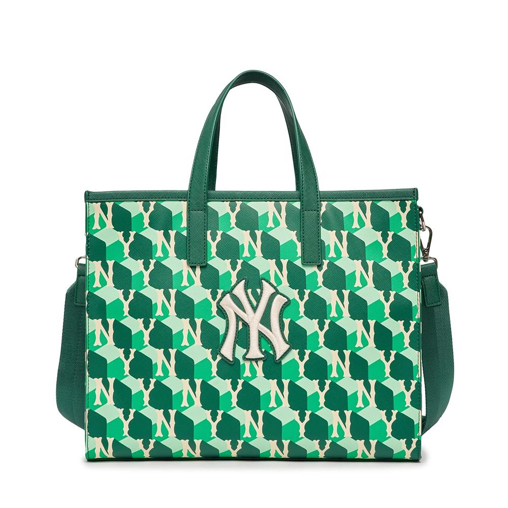 Túi MLB Cube Monogram Medium Tote Bag New York Yankees D.Green Xanh Lá