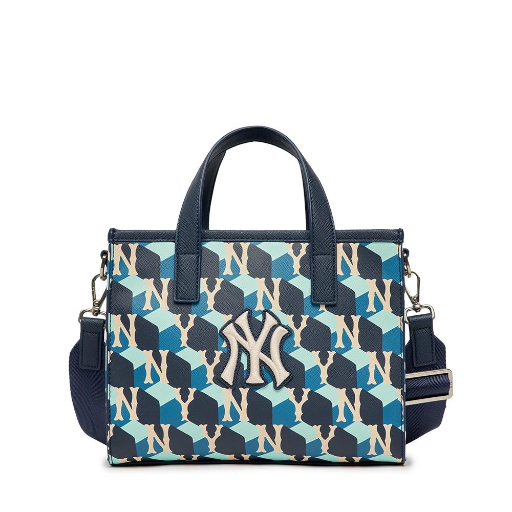 Túi MLB Cube Monogram Small Tote Bag New York Yankees Xanh Nhỏ