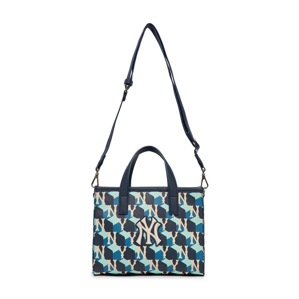 Túi MLB Cube Monogram Small Tote Bag New York Yankees Xanh Nhỏ