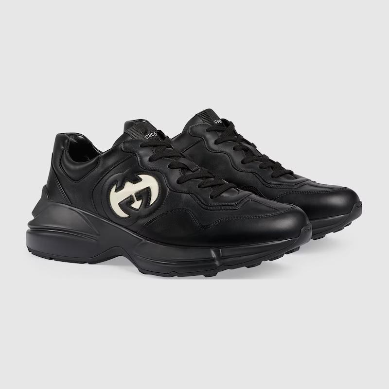 Giày Gucci Interlocking G Rhyton Sneaker Nam Đen