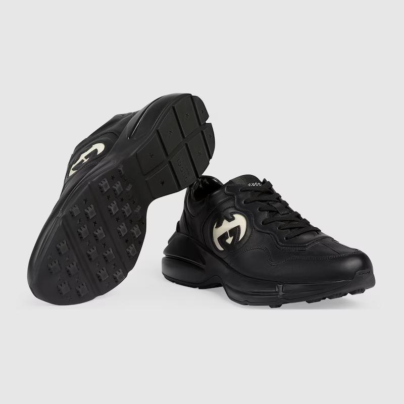 Giày Gucci Interlocking G Rhyton Sneaker Nam Đen