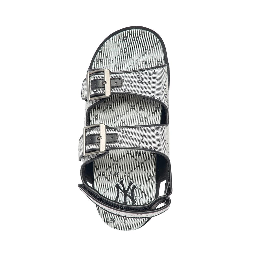 Dép MLB Double Jacquard Diamond Monogram New York Yankees Đen Chữ