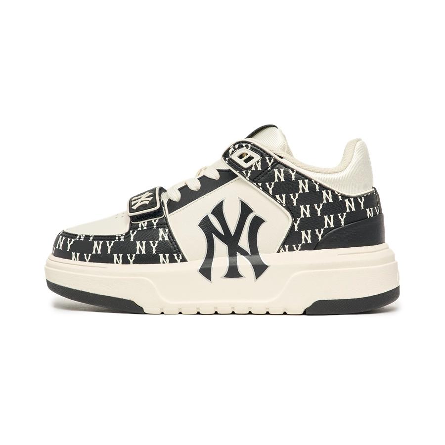 Giày MLB Chunky Liner Mid Classic Monogram New York Nam Nữ Đen Trắng