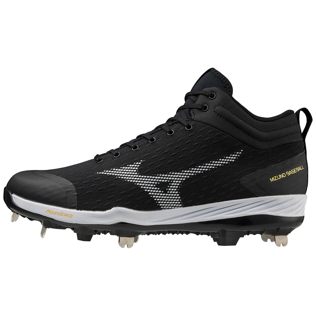 Giày Mizuno Dominant 4 Mid Metal Baseball Cleat Nam Đen Trắng