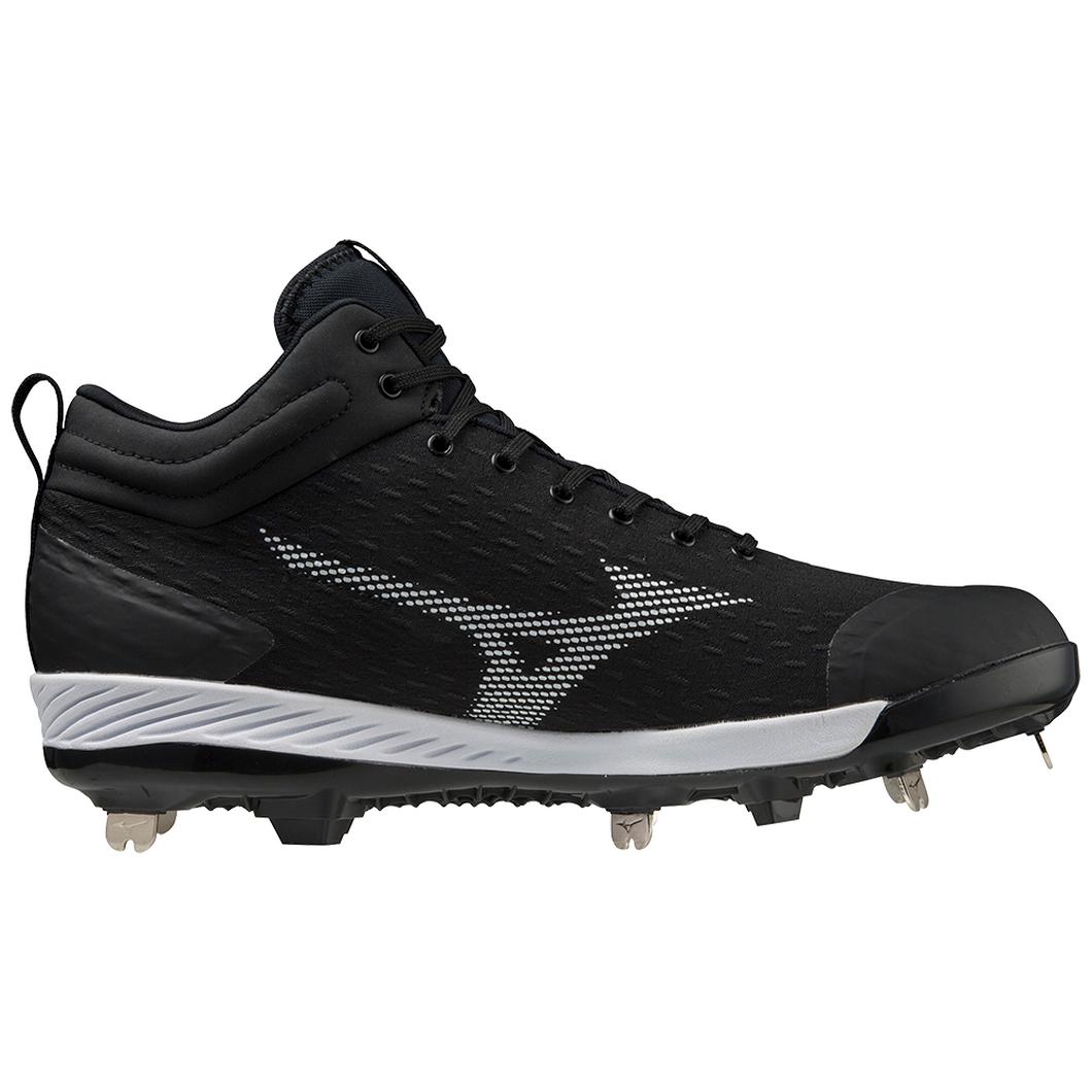 Giày Mizuno Dominant 4 Mid Metal Baseball Cleat Nam Đen Trắng