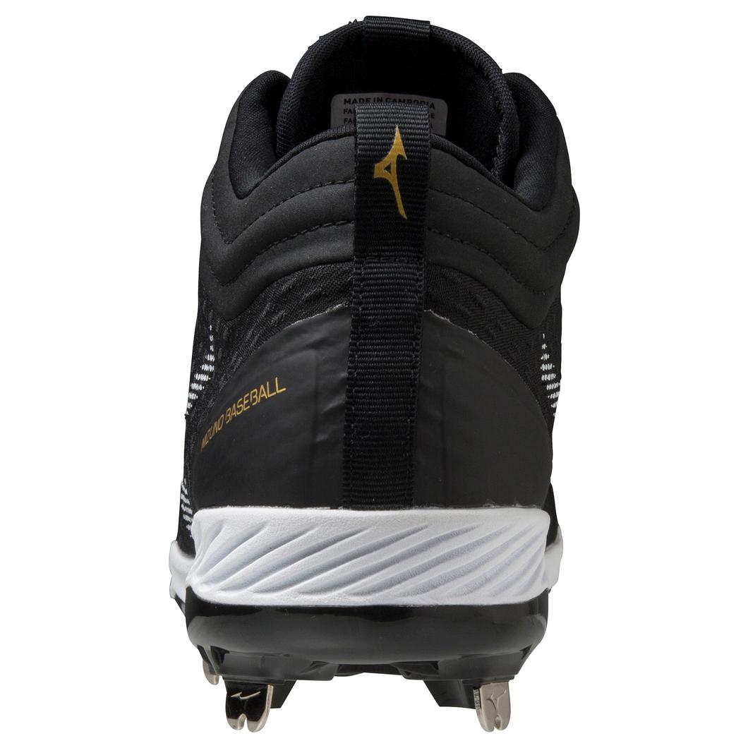 Giày Mizuno Dominant 4 Mid Metal Baseball Cleat Nam Đen Trắng