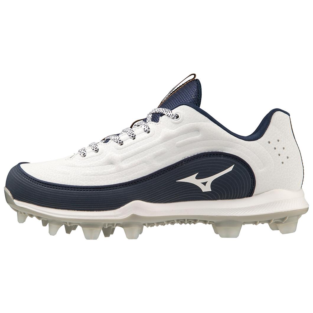 Giày Mizuno 9-Spike Advanced Finch Elite 6 Low TPU Molded Softball Cleat Nữ Trắng Xanh Navy