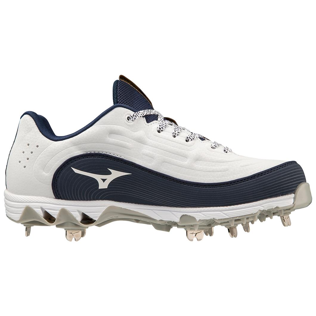 Giày Mizuno 9-Spike Swift 8 Low Metal Softball Cleat Nữ Trắng Xanh Navy