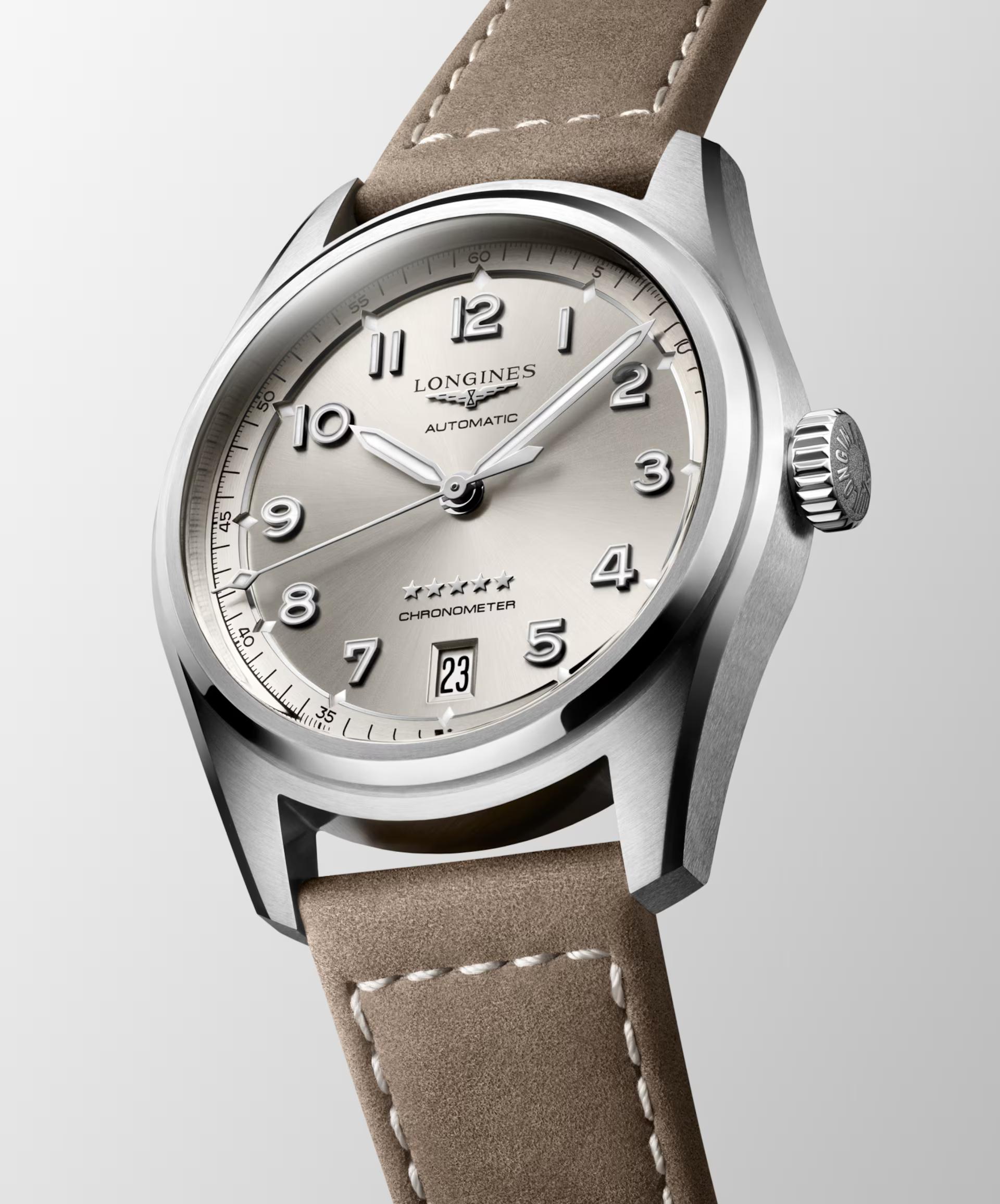 Đồng Hồ Longines Spirit Nữ 37mm Xám Be