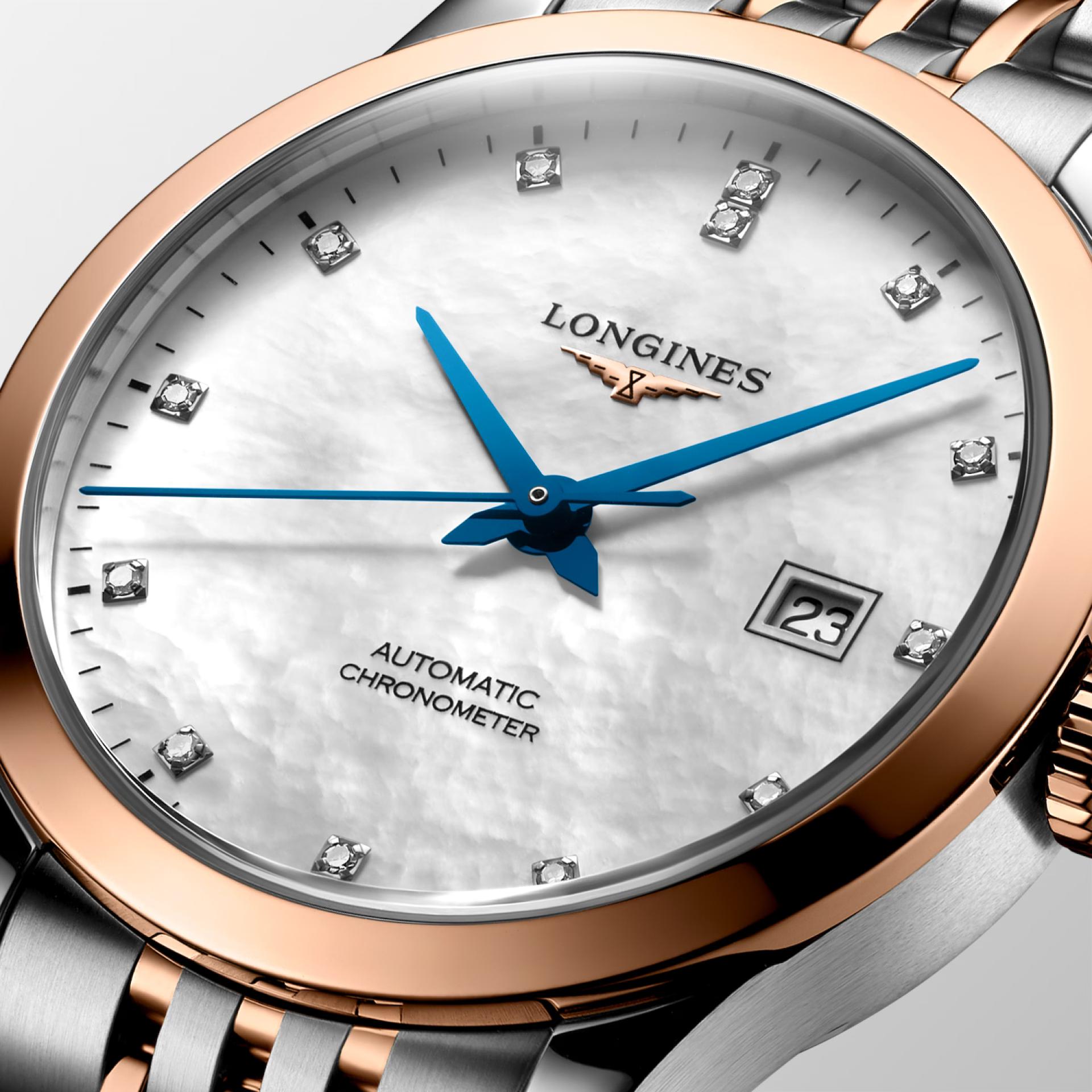 Đồng Hồ Longines Record Nữ 30mm Xám Hồng