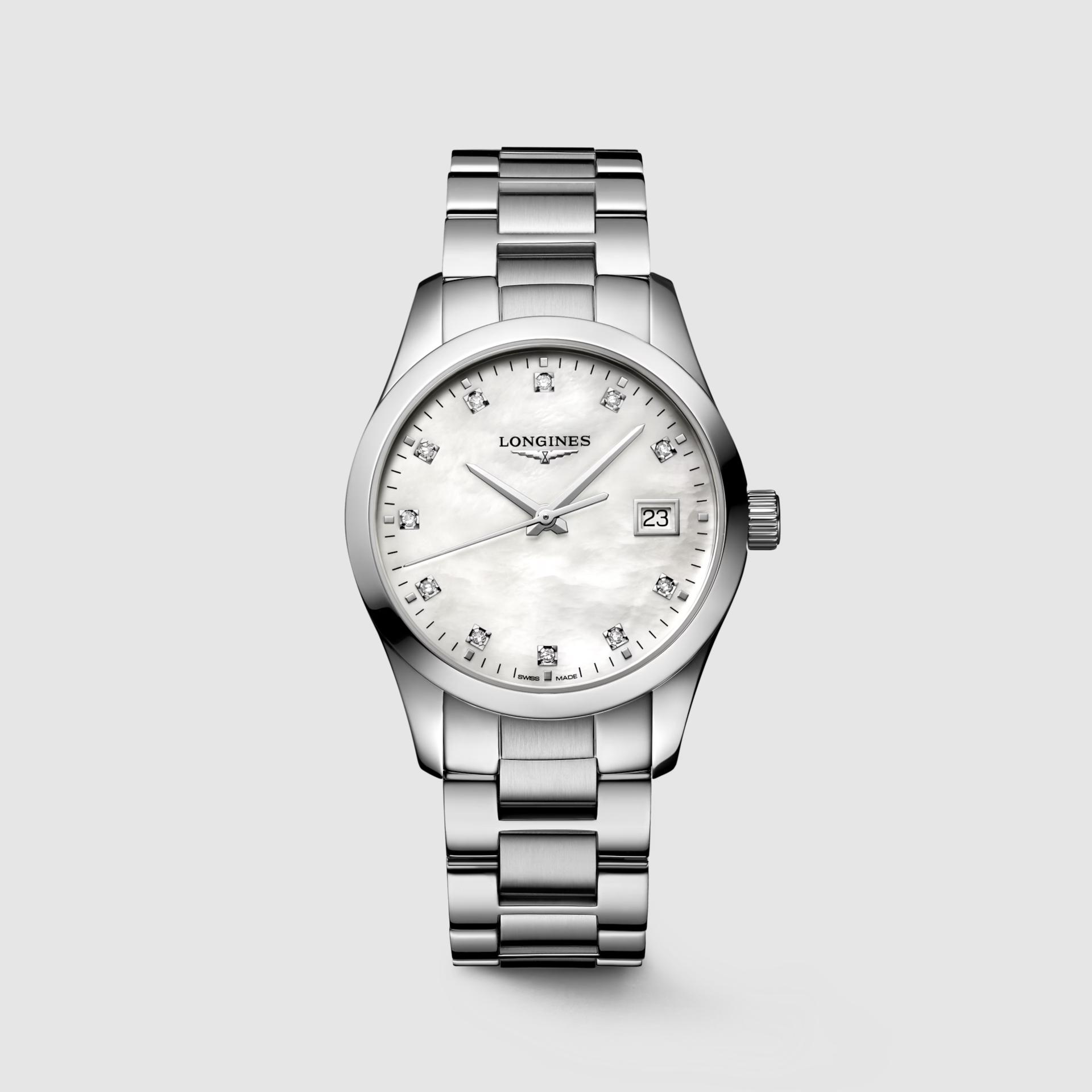 Đồng Hồ Longines Conquest Classic Nữ 34mm Trắng Xám