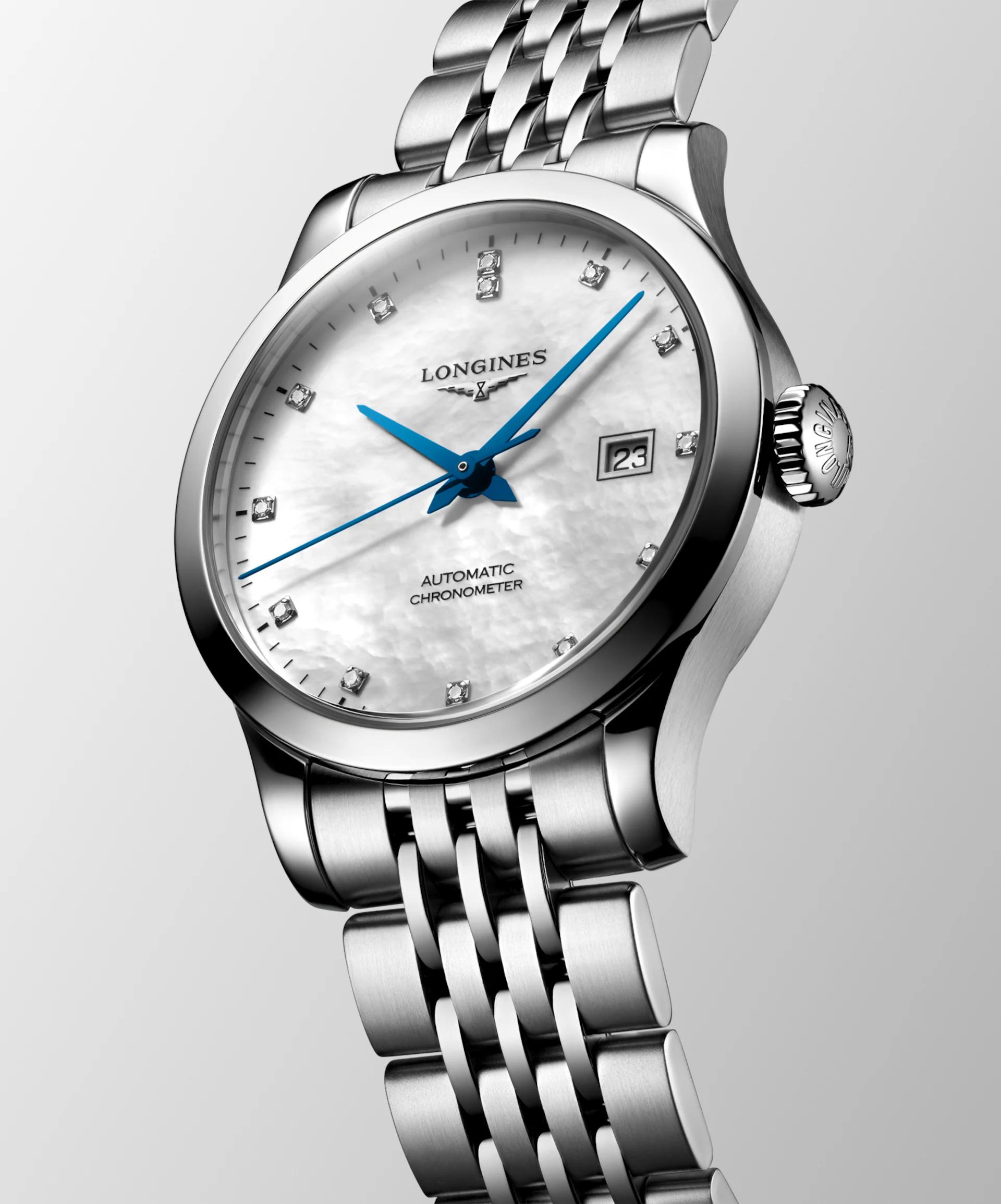 Đồng Hồ Longines Record Nữ 30mm Xám