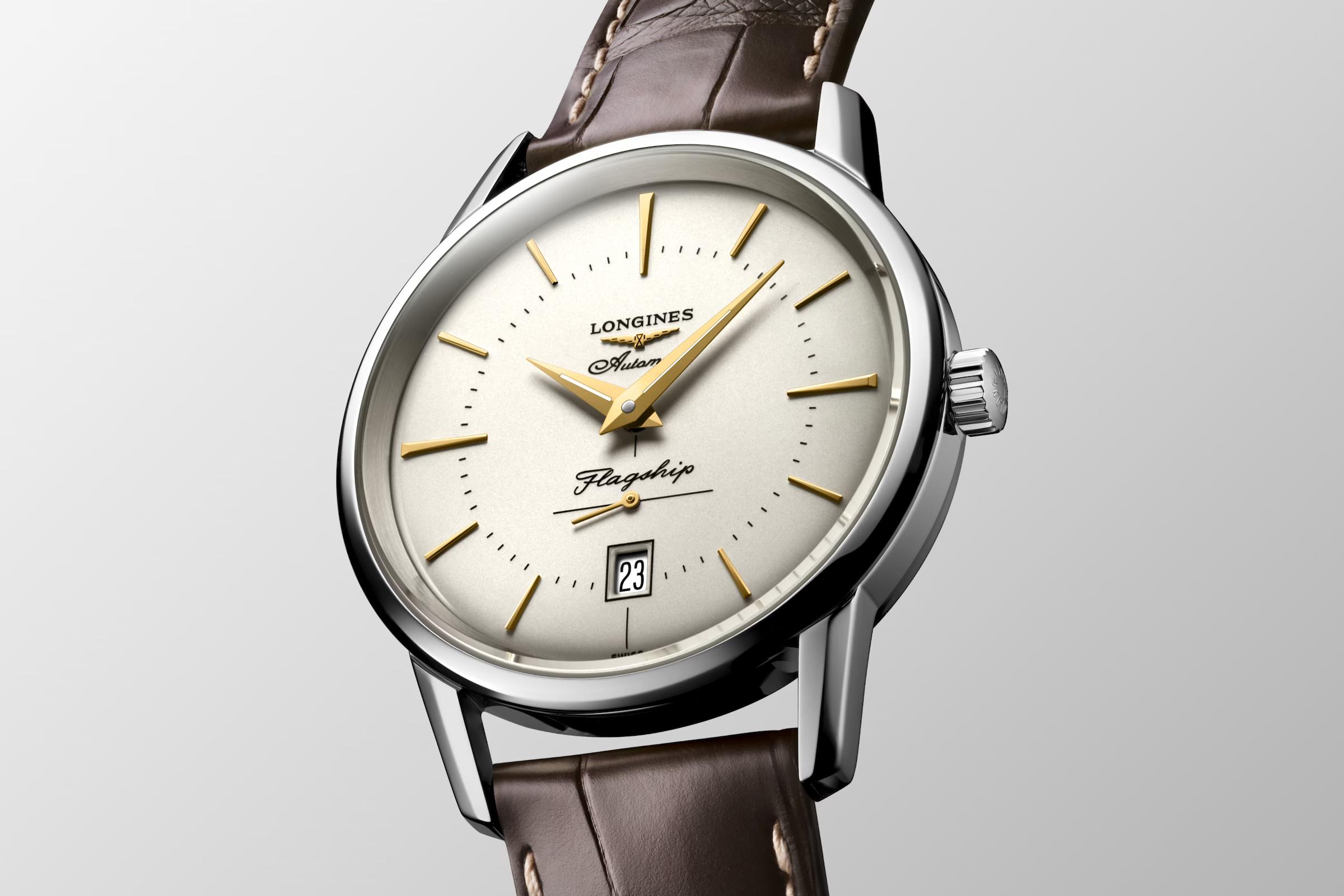 Đồng Hồ Longines Flagship Heritage Nam 38.5 mm Trắng Nâu