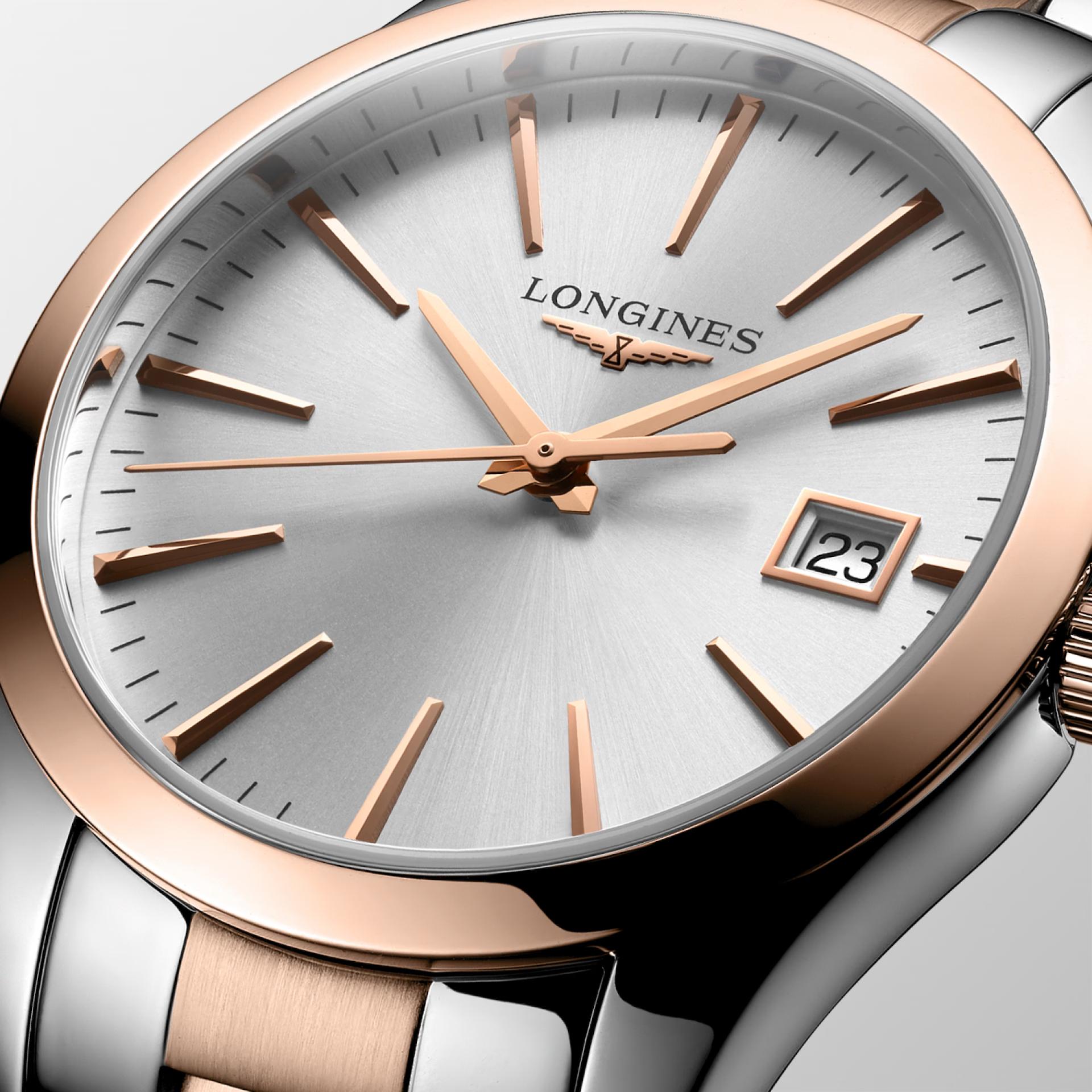 Đồng Hồ Longines Conquest Classic Nữ 34mm Bạc Hồng