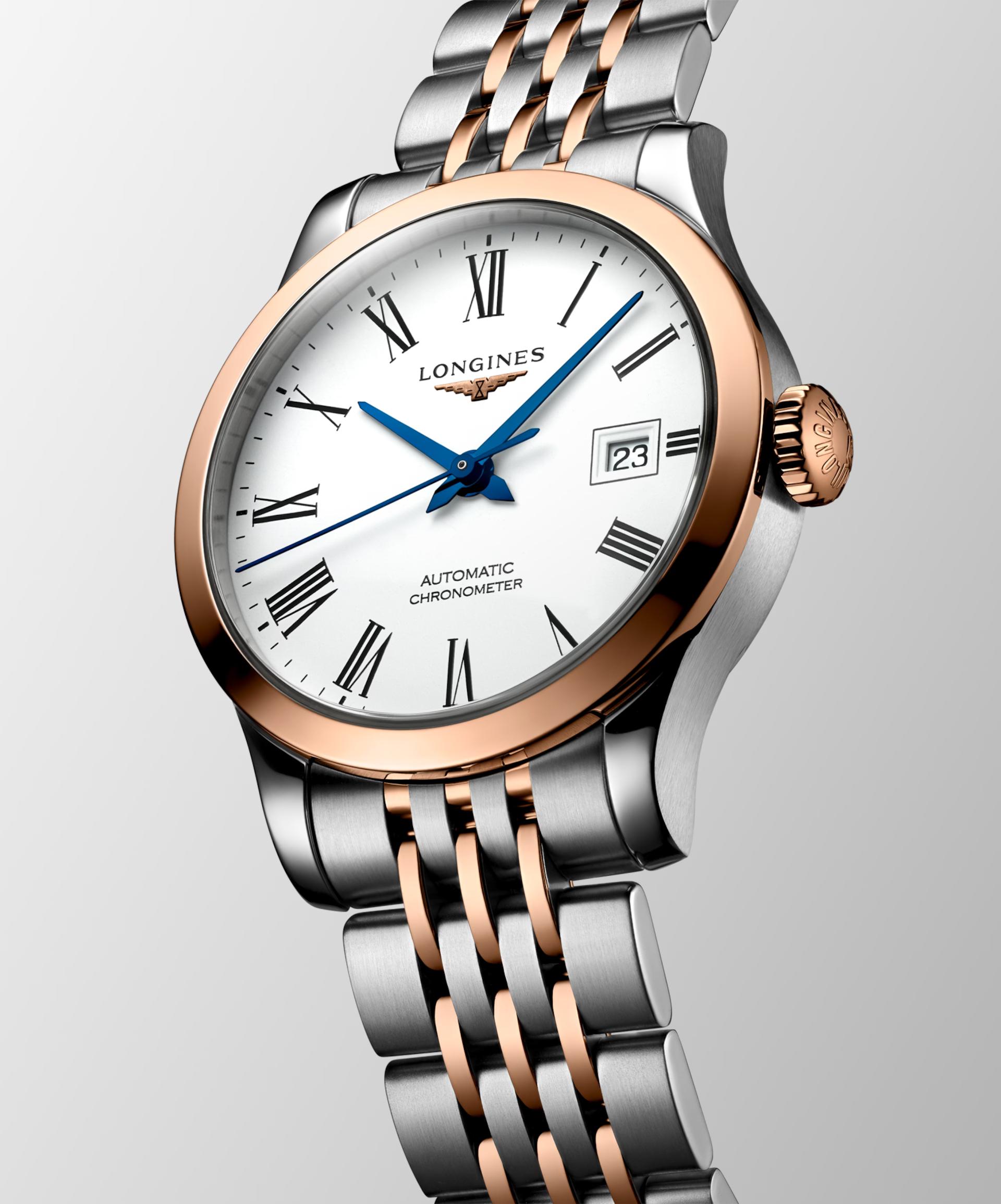 Đồng Hồ Longines Record 30mm Nữ Hồng Xám