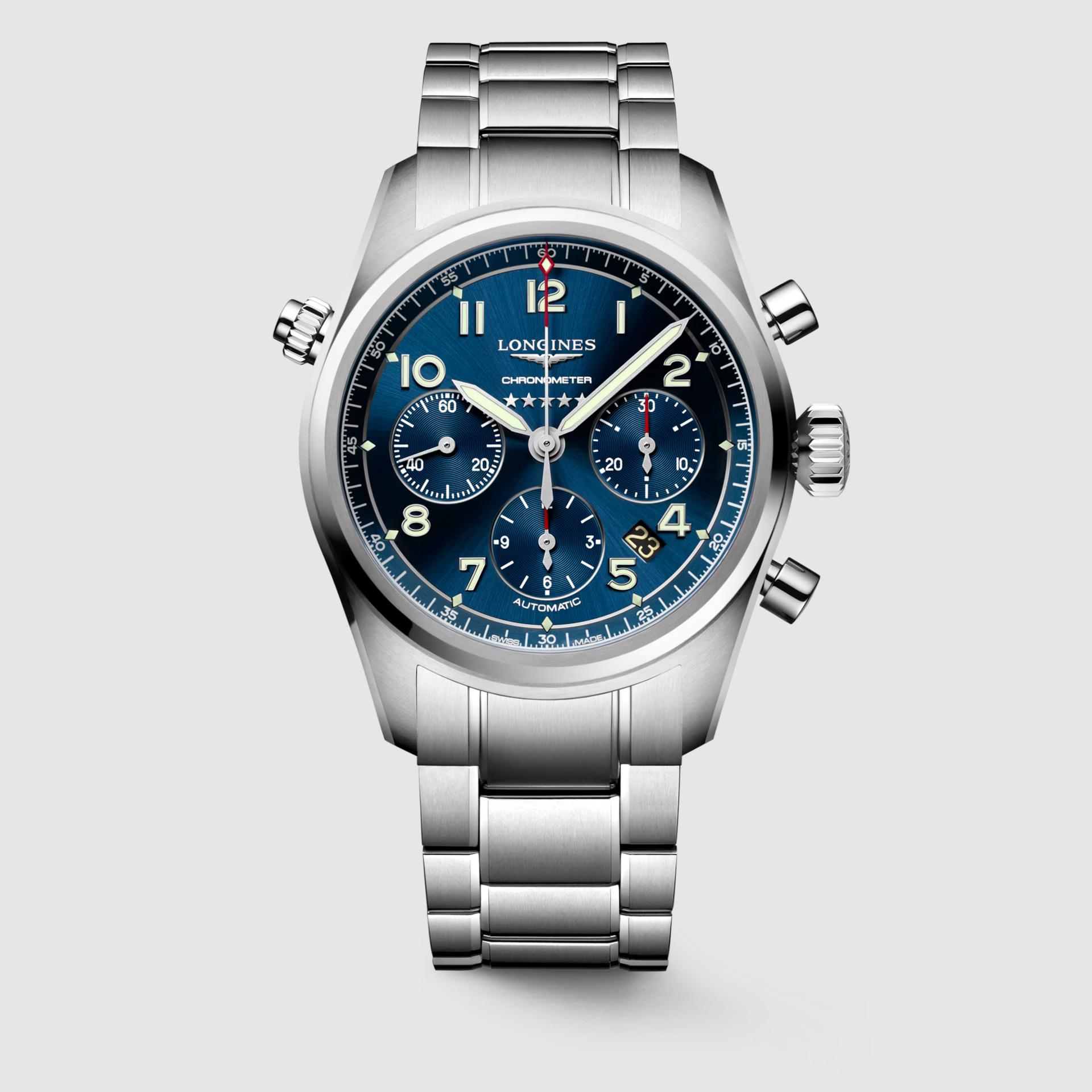 Đồng Hồ Longines Spirit Nam 42mm Xanh Bạc