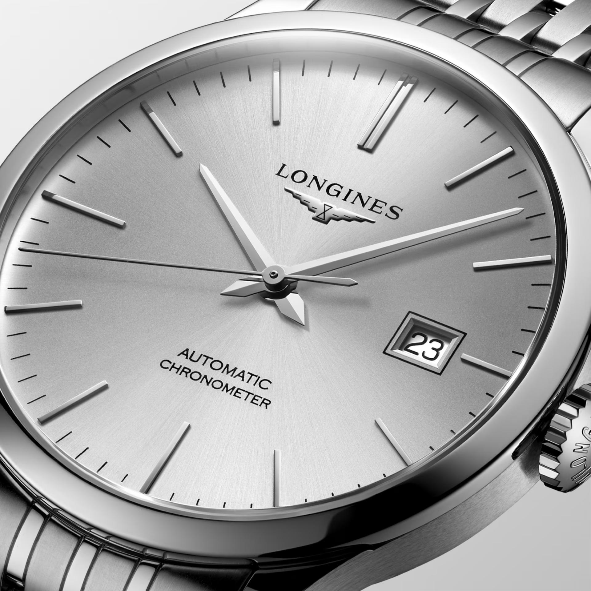 Đồng Hồ Longines Record Nam 40mm Bạc