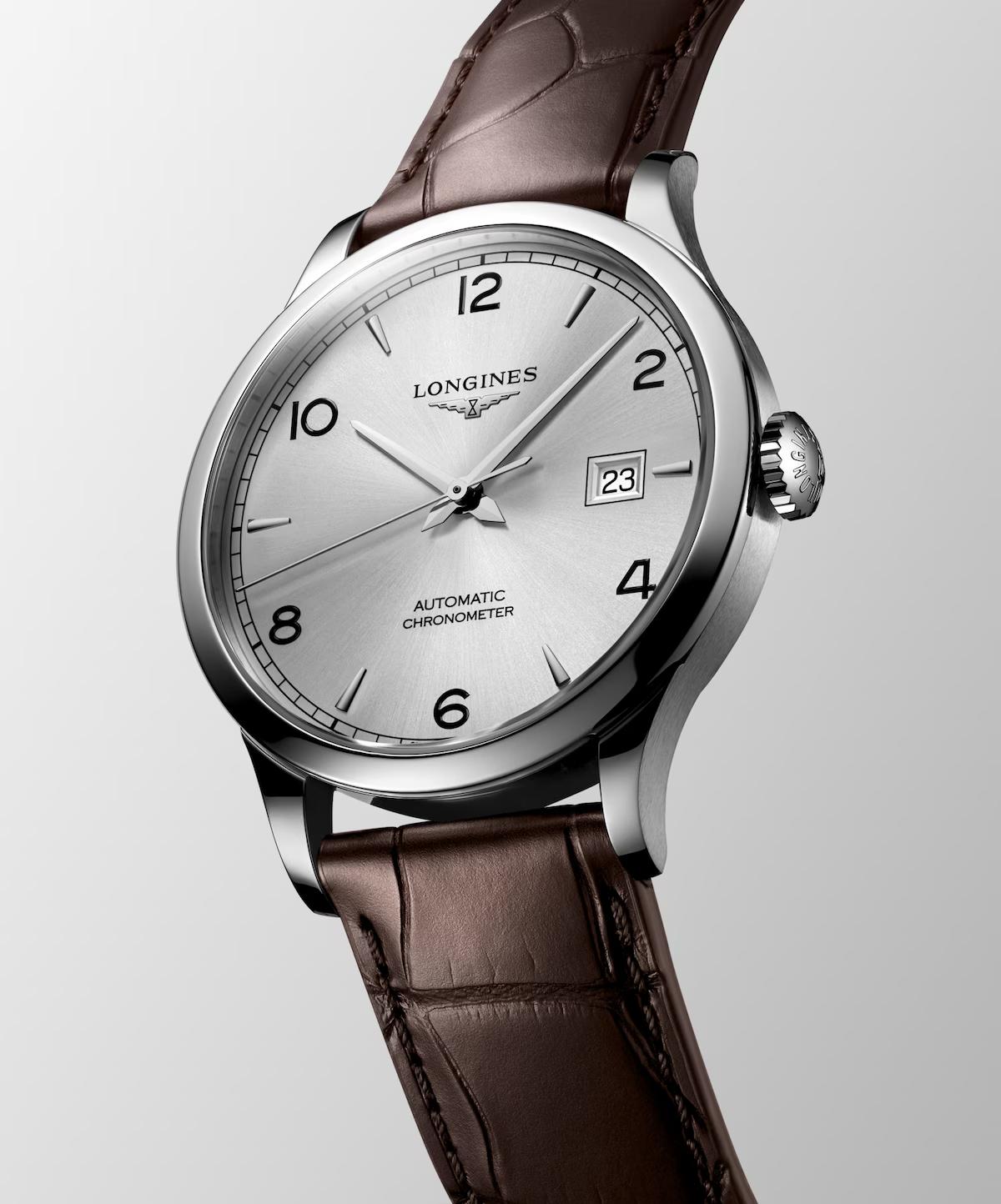 Đồng Hồ Longines Record Nam 40mm Nâu Xám