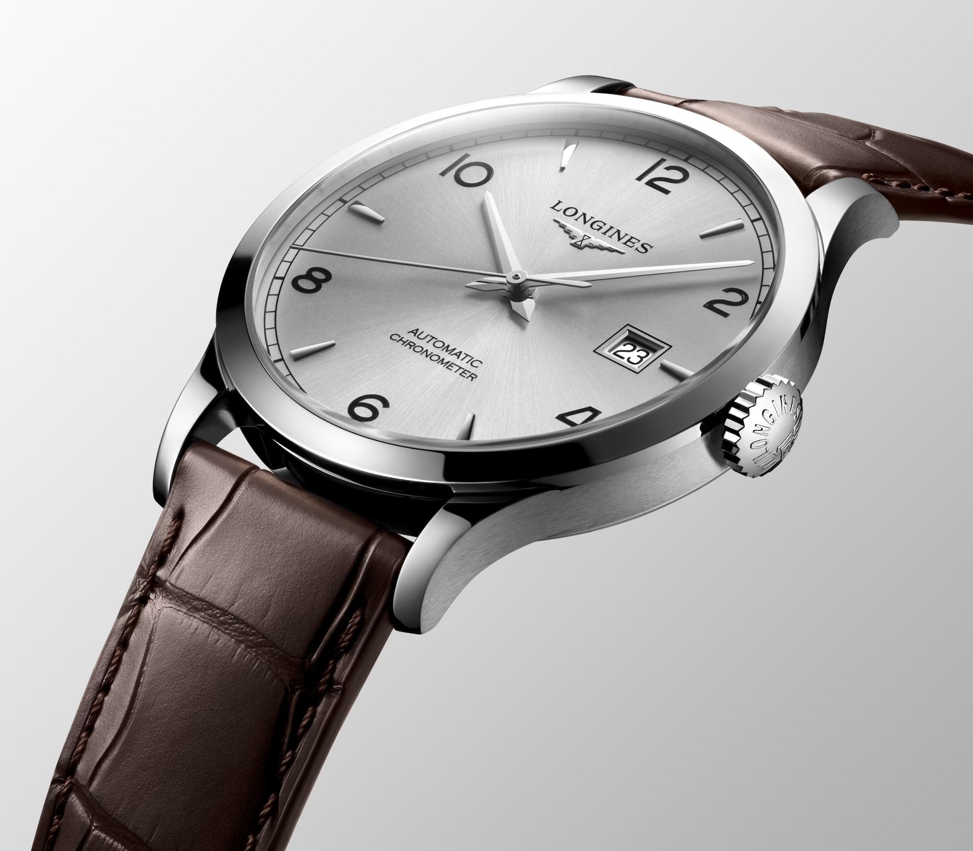 Đồng Hồ Longines Record Nam 40mm Nâu Xám