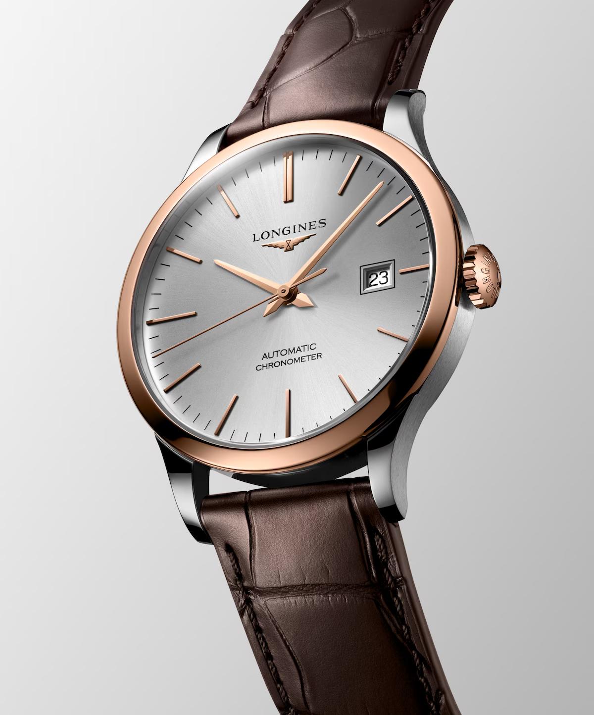 Đồng Hồ Longines Record Nam 40mm Nâu Hồng