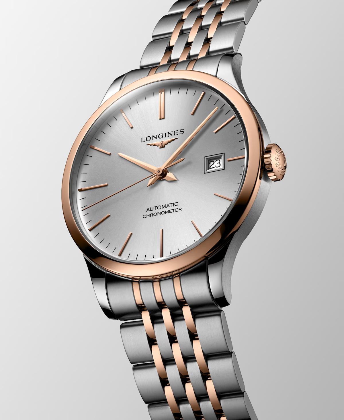 Đồng Hồ Longines Record Nam 40mm Bạc Hồng