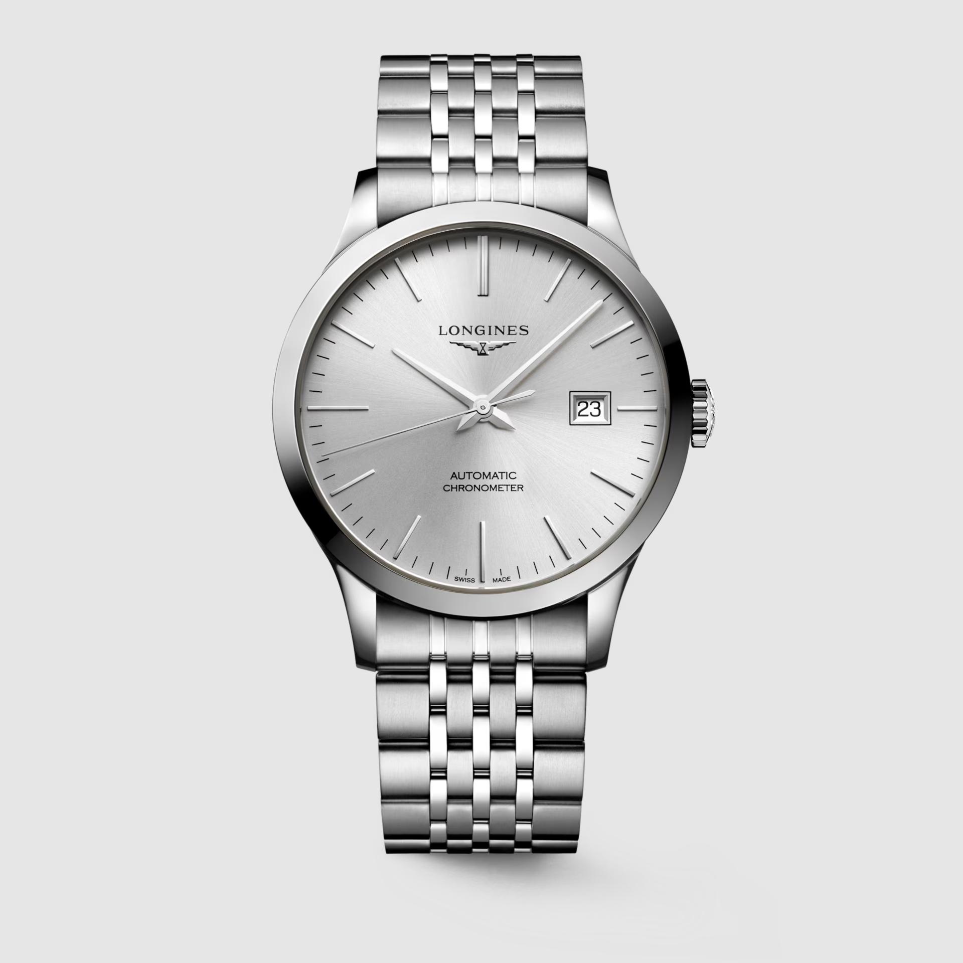 Đồng Hồ Longines Record Nam 40mm Bạc