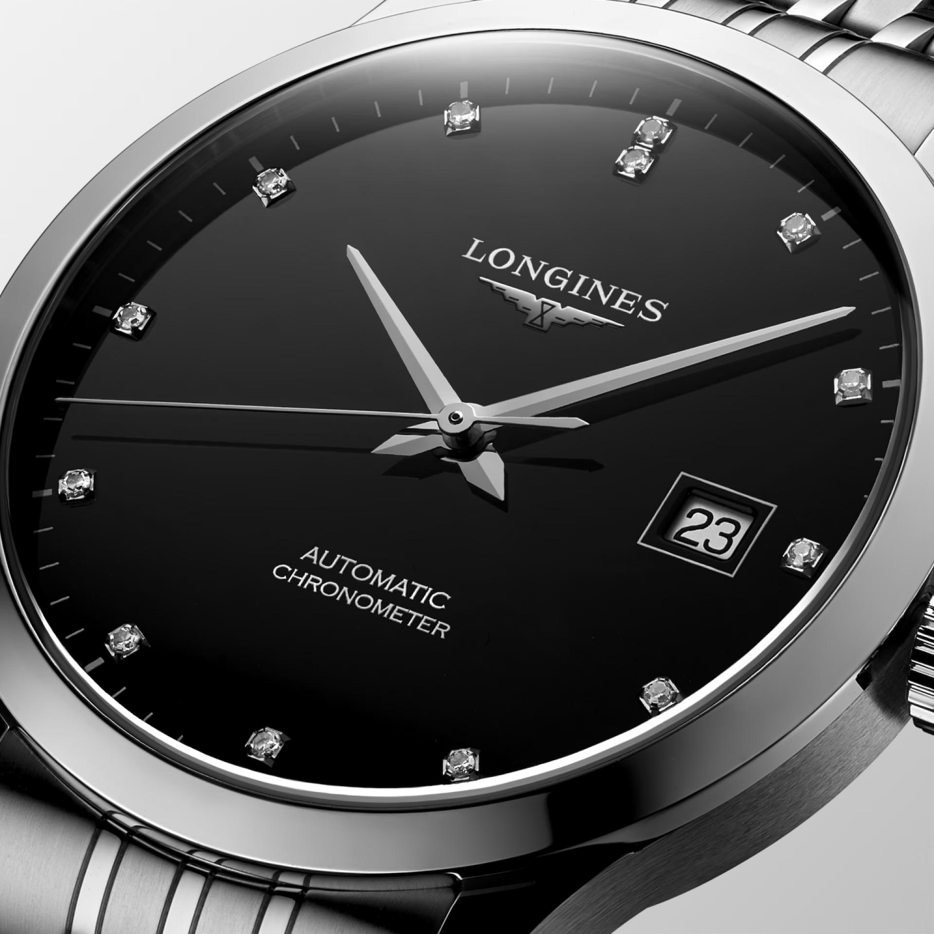 Đồng Hồ Longines Record Nam 38.5mm Bạc Đen