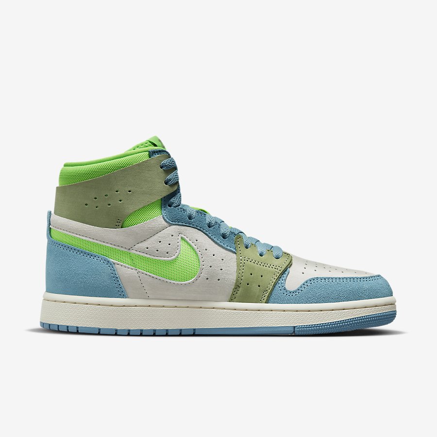 Giày Air Jordan 1 Mid Nữ Trắng Xanh 