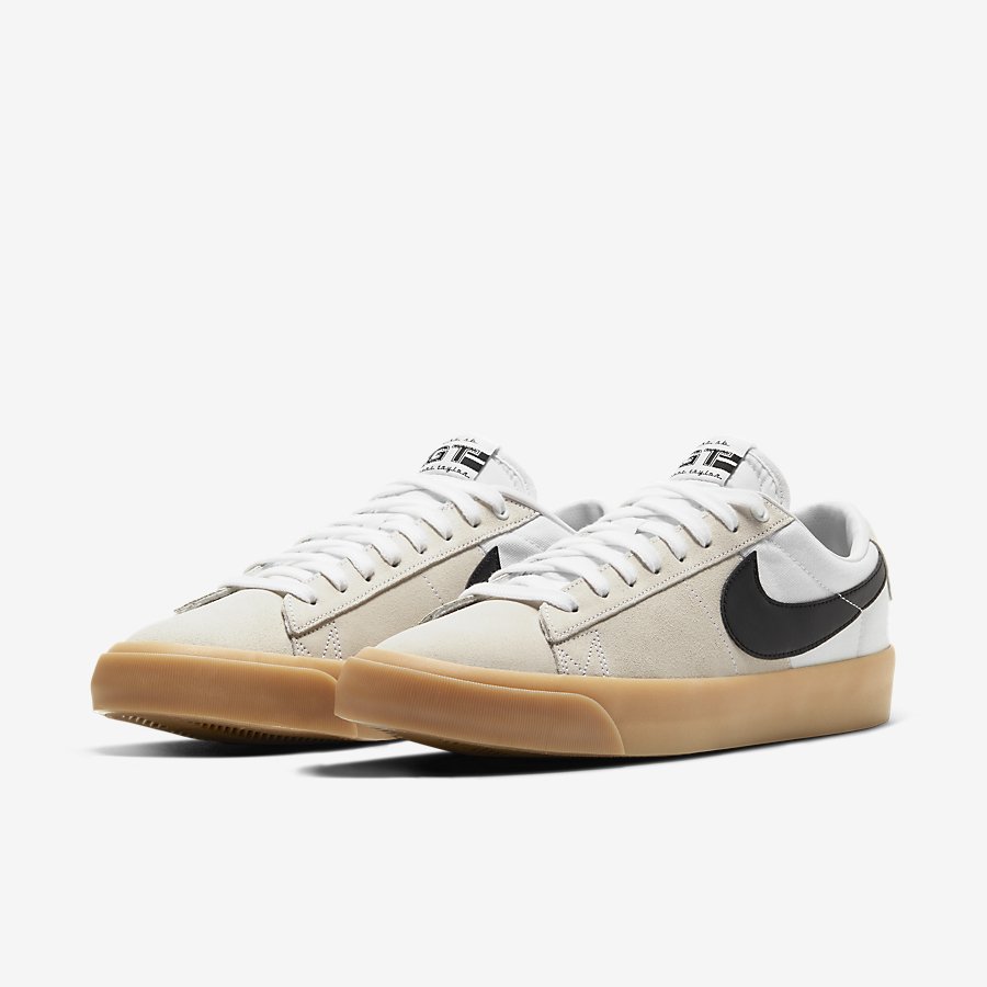 Giày Nike SB Zoom Blazer Low Pro GT Nữ Trắng Đen Đế Nâu 