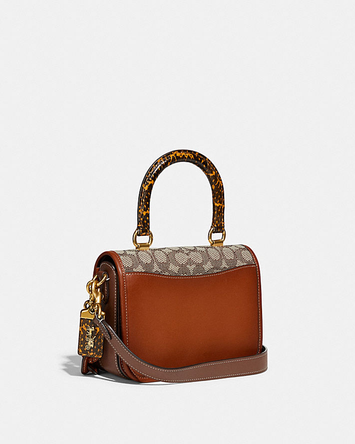 Túi Coach Rogue Top Handle In Signature Jacquard With Snakeskin Detail Nữ Nâu