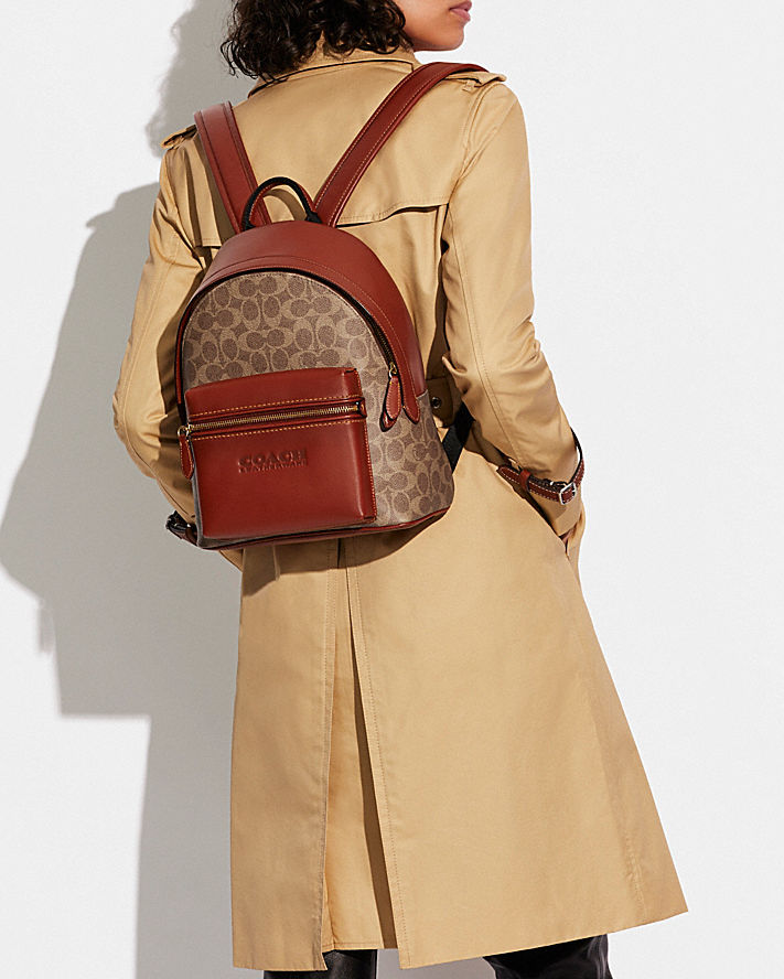 Túi Coach Charter Backpack 24 In Signature Canvas Nữ Nâu