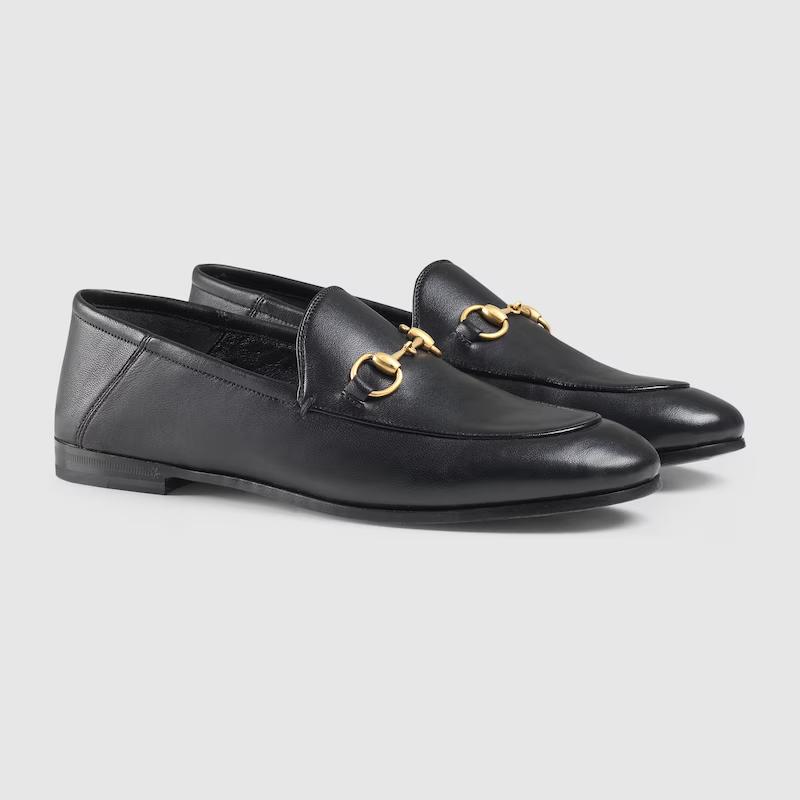 Giày Gucci Leather Horsebit Loafer Nữ Đen