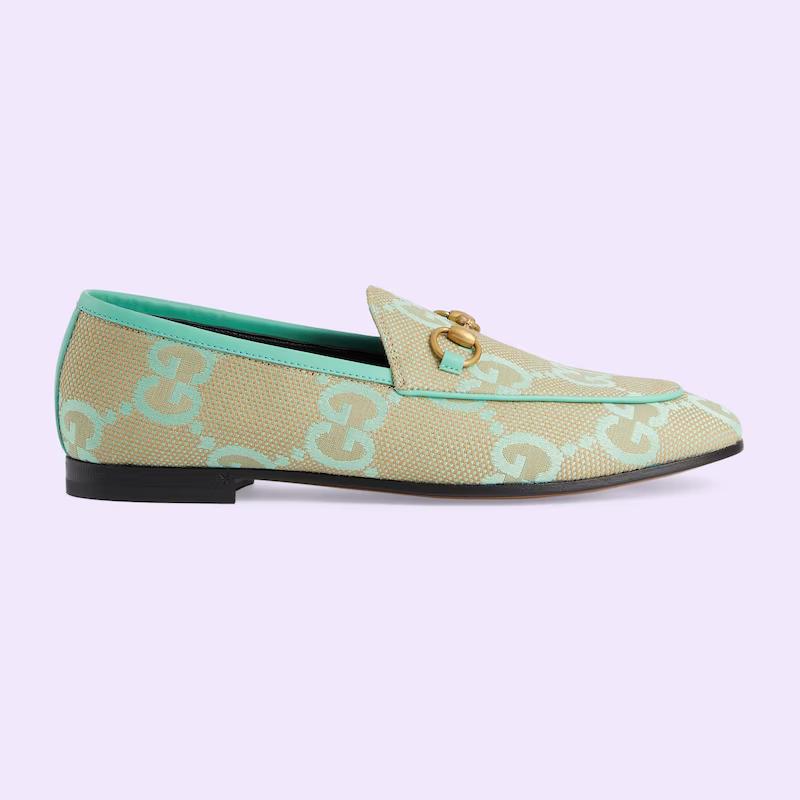 Giày Gucci Jordaan Jumbo Gg Loafer Nữ Be Xanh