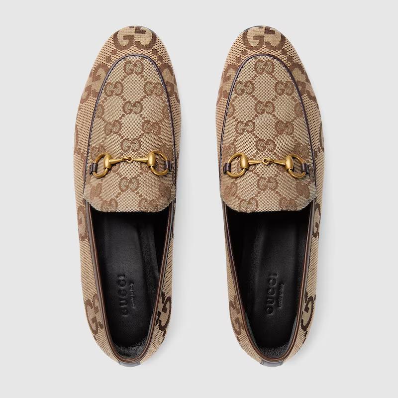 Giày Gucci Jordaan Jumbo Gg Loafer Nữ Be Nâu