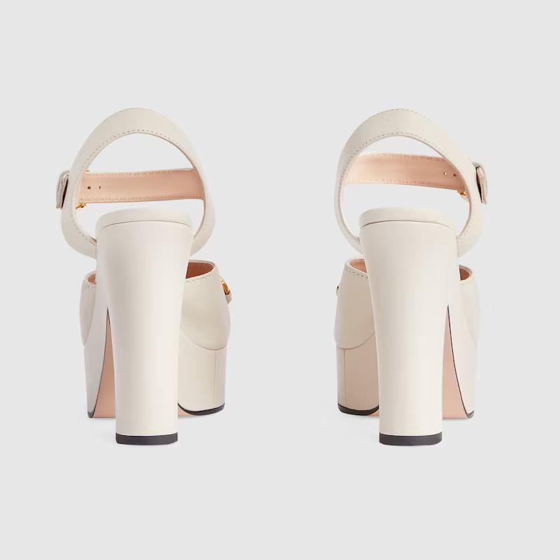 Giày Gucci Platform Sandal With Horsebit Nữ Trắng