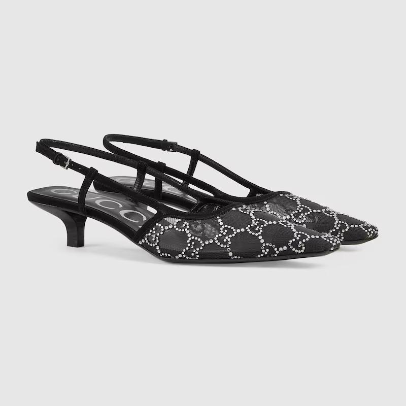 Giày Gucci Gg Slingback Pump Nữ Đen Trắng