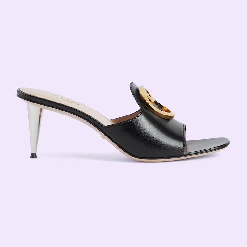 Giày Gucci Blondie Slide Sandal Nữ Đen