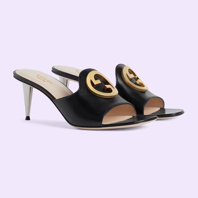 Giày Gucci Blondie Slide Sandal Nữ Đen