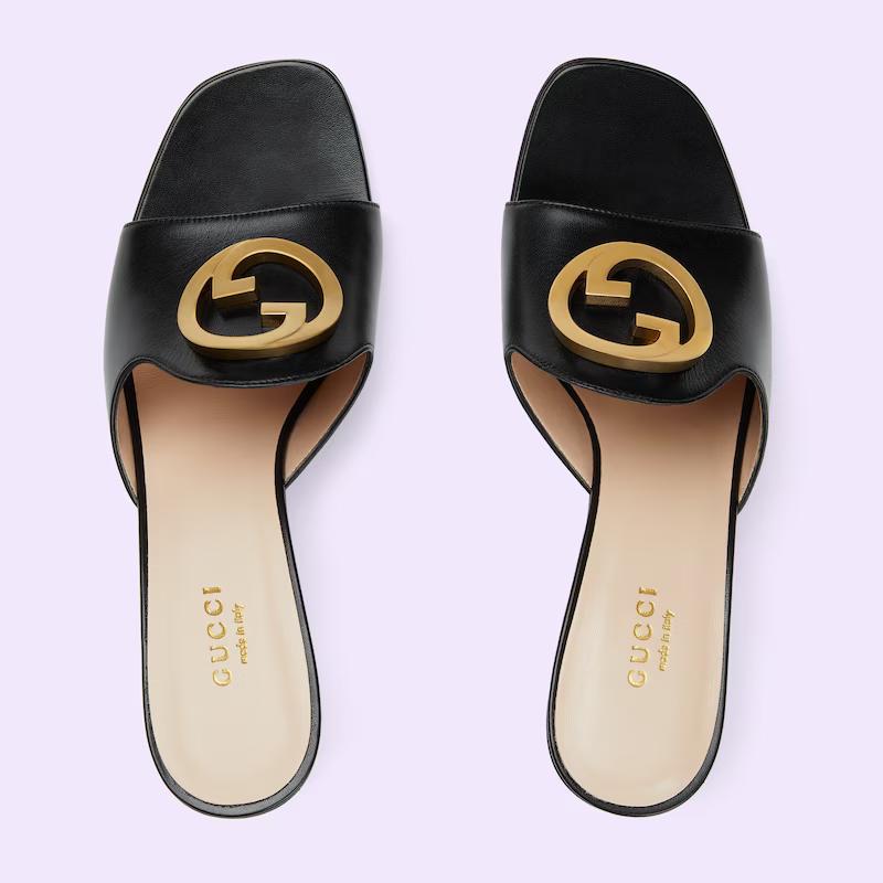 Giày Gucci Blondie Slide Sandal Nữ Đen